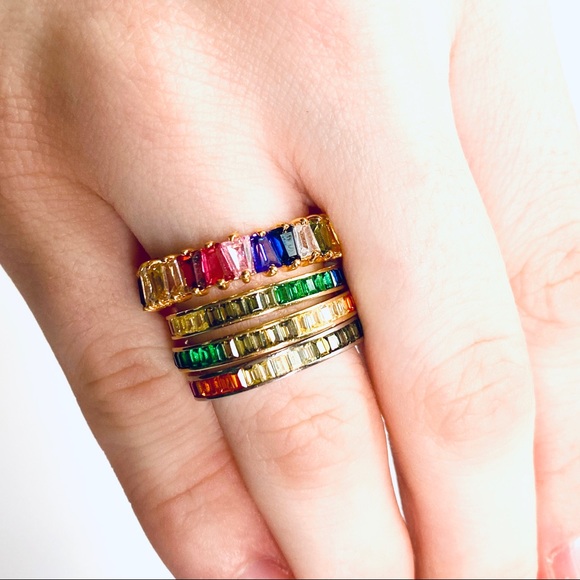 Jewelry - Rainbow Eternity Band Rings Size 7 & 8
